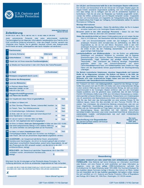 Cbp Form 6059b Download Fillable Pdf Or Fill Online Customs Declaration