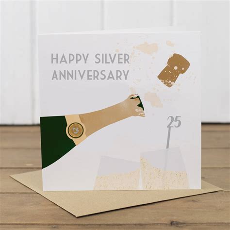 25th Silver Wedding Anniversary Card By Yellowstone Art Boutique