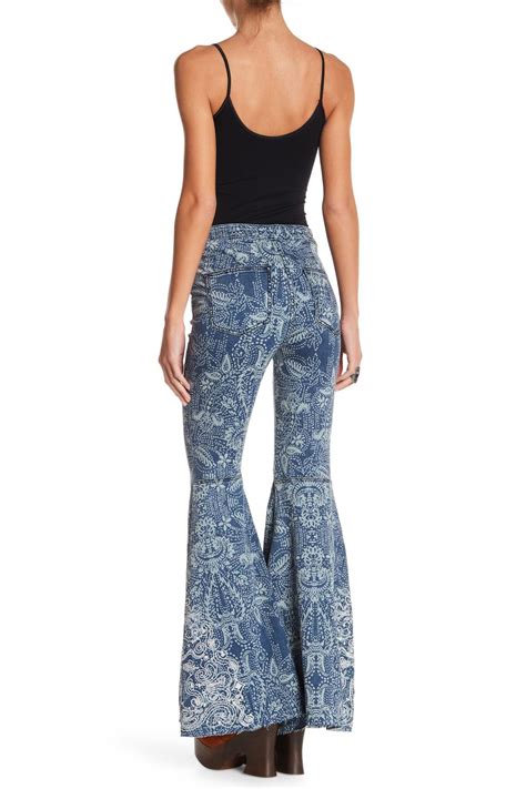 Lyst Free People Embroidered Bell Bottom Jeans In Blue