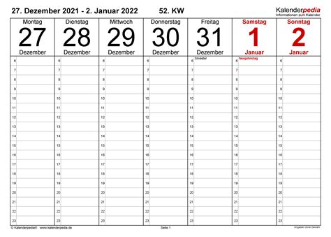 Wochenkalender 2022 Als Pdf Vorlagen Zum Ausdrucken