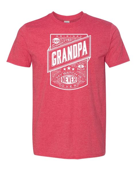 Committed Grandpa Proud Grandpa T Shirt Cotton Tee For Men Red Medium