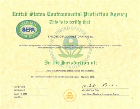 Lead Safe Epa Certification San Diego Flood Restoration Sdfr Inc