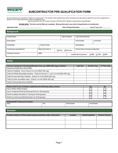 Subcontractor Management Template