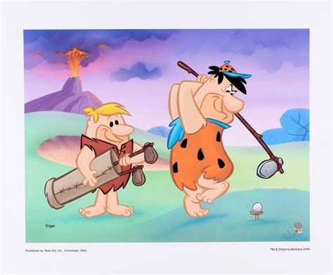 The Flintstones Fred And Barney Golfing Le 16x20 Giclee Wb Hologram