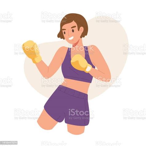 Young Healthy Female Wearing Boxing Gloves In Fighting Pose Isolated On