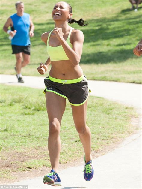 The Vampire Diaries Kat Graham Stretches After A Gruelling Run And Shows Off Slim But Curvy