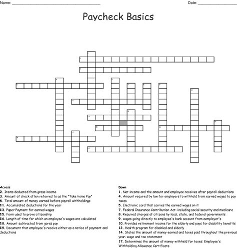 Drag and drop each word to its definition. Reading A Paycheck Stub Crossword Word — db-excel.com