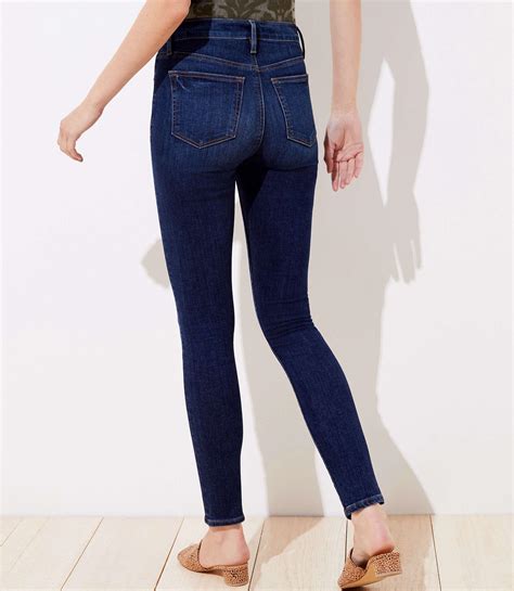 Loft Denim Curvy High Rise Slim Pocket Skinny Jeans In Vintage Dark
