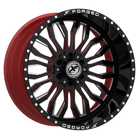Xf Offroad Forged Xfx 305 Gloss Black And Milled With Red Inner