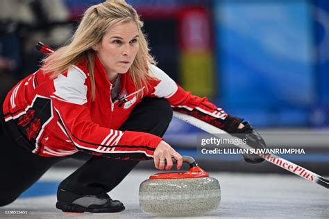 Canadas Jennifer Jones Curls The Stone During The Womens Round Robin News Photo Getty Images
