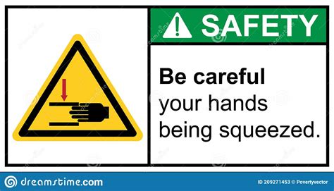 Be Careful With Your Hands Being Squeezed By Machines Stock Vector
