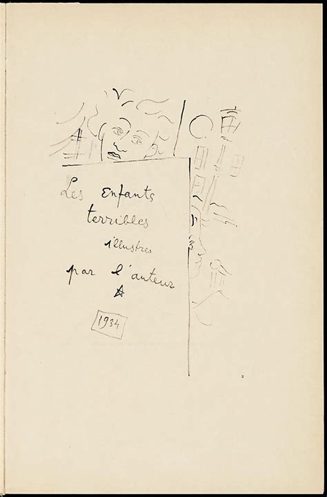 Jean Cocteau, drawing for title page, Les Enfants Terribles, 1934