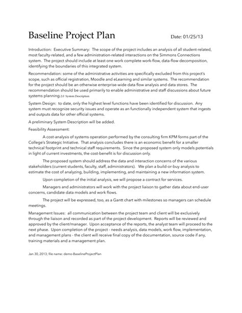 Baseline Project Plan