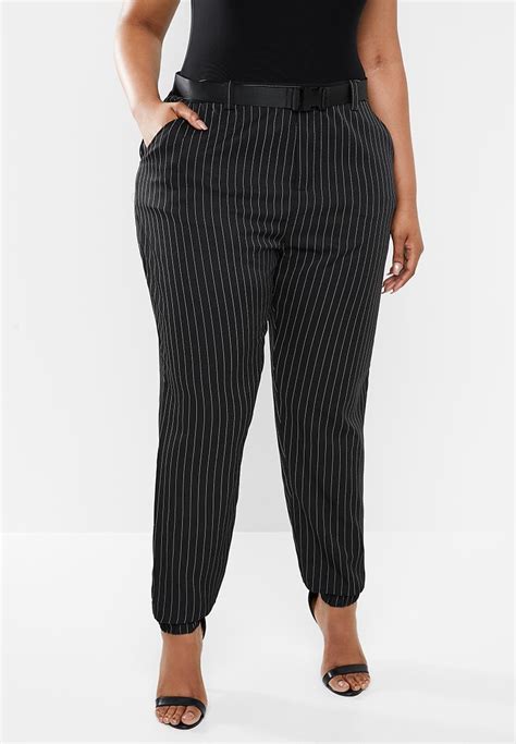 Plus Size Stripe Cargo Trouser Black Missguided Bottoms And Skirts