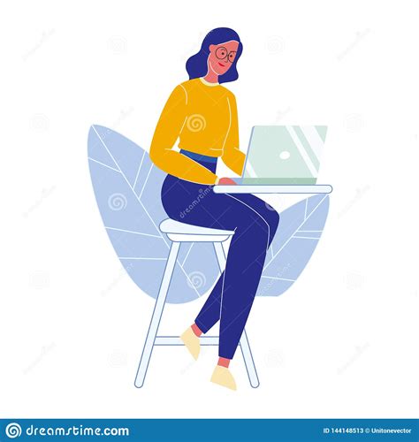 Woman With Laptop Cartoon Vector Illustration Stock Vector