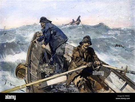 Cod Fishing 1891 Nfishing For Cod On The Grand Banks Off The Coast