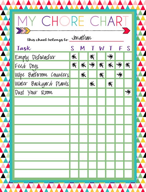 Child Chore Calendar