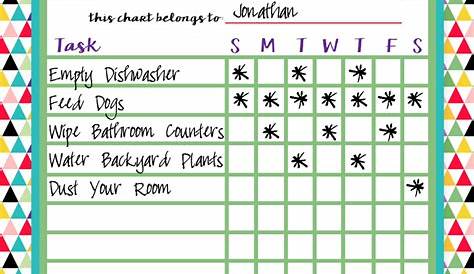 printable picture chore chart