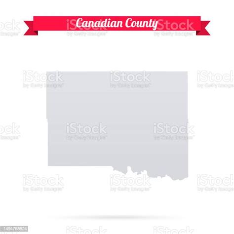Canadian County Oklahoma Map On White Background With Red Banner Stock
