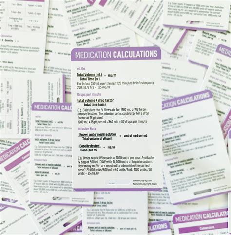 Medication Calculation Nursing Reference Cards Nurseiq