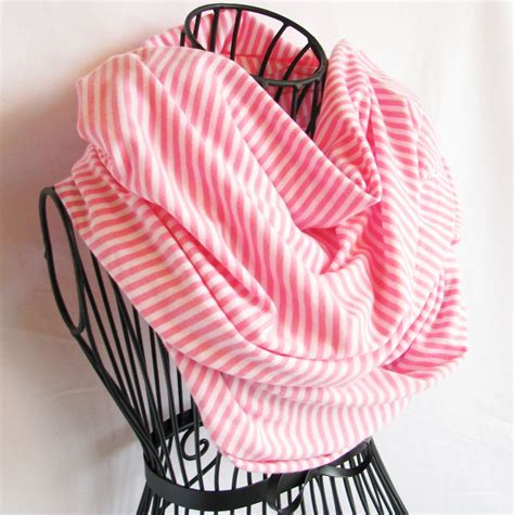 Pink Stripe Infinity Circle Scarf In Super Lightweight Jersey