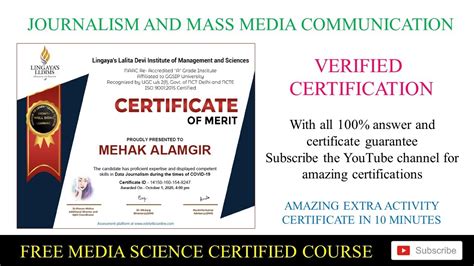 Journalism And Mass Communication Free Certification Youtube