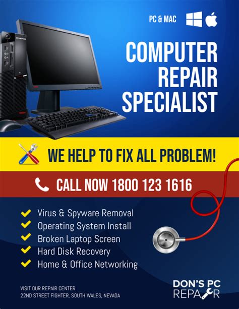 Computer Repair Specialist Template Postermywall