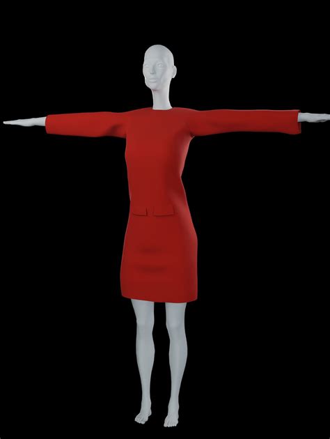 3d Model Female Red Dress Vr Ar Low Poly Cgtrader