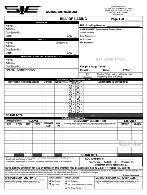 Se Bill Of Lading Fill And Sign Printable Template Online Us Legal