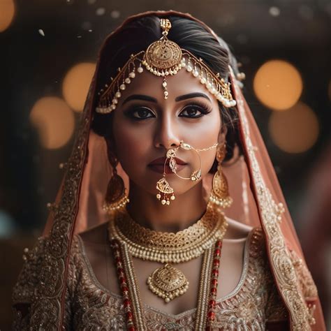 Premium Ai Image Close Up Of Indian Bride Image Generative Ai