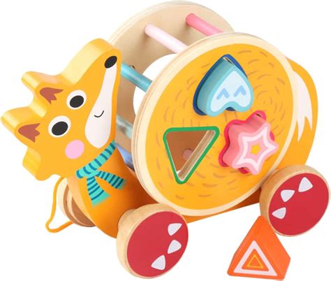 Amazon 男の子の女の子の赤ちゃん幼児はカタツムリハリネズミの動物のトレーラー車の教育玩具3を引っ張る3 狐 ベビーカー用
