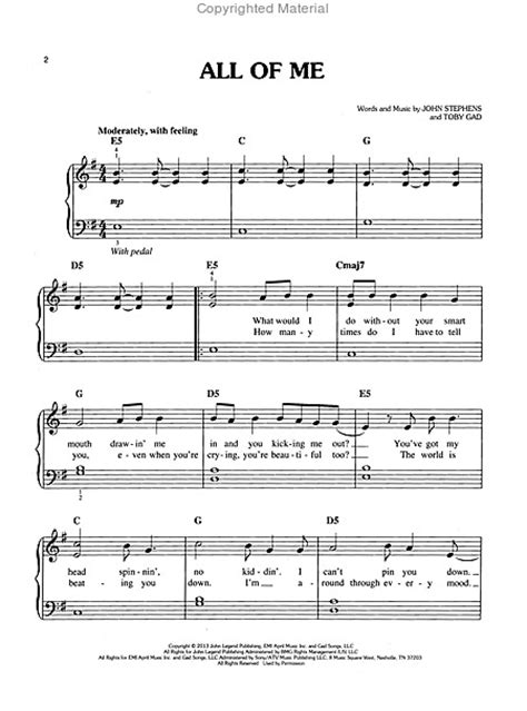 Beginners can learn this song in a few hours. All of Me Piano Sheet Music | Review Music Products