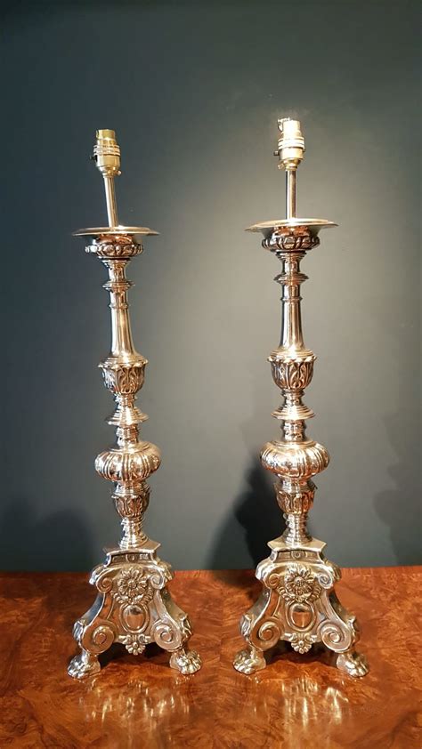 Antiques Atlas Matching Pair Of Antique Brass Candlestick Lamps