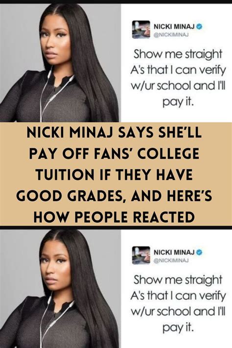 Nicki Minaj Says Shell Pay Off Fans College Tuition If They Have Good