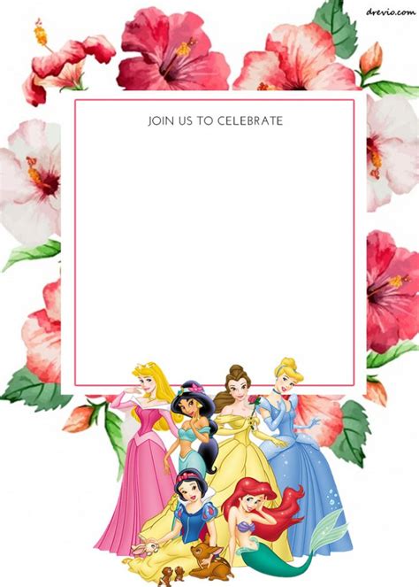 Free bunny template perfect for crafts and coloring! FREE Printable Disney Princess Floral Invitation Template ...