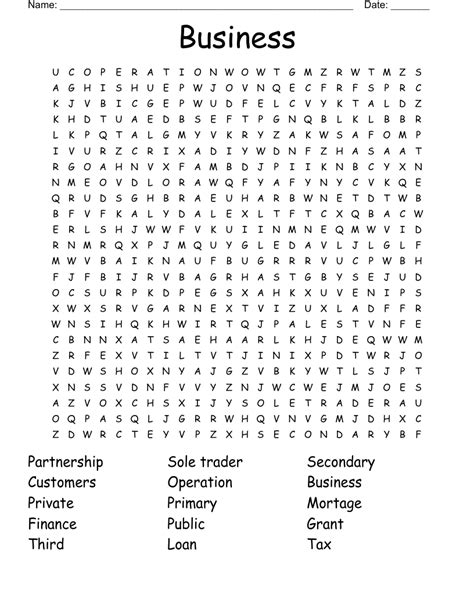 Business Word Search Wordmint