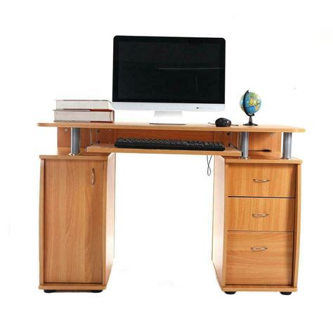 Natural 3 Tier Computer Office Desk Affordable Modern Design