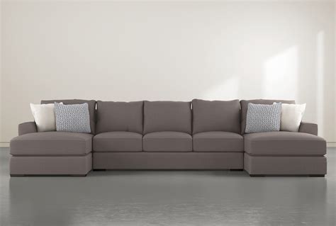 Delano Charcoal 3 Pc Sectional With Double Chaise | Living Spaces