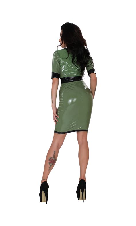 Latex Kleid Mit Rei Verschluss Hybridmaterial Latexkleider Lang Latexkleidung Damen