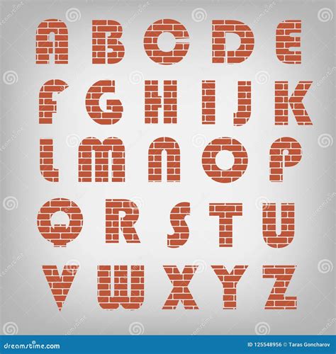 Brick Typeface Alphabet Vector Illustration Stock Vector