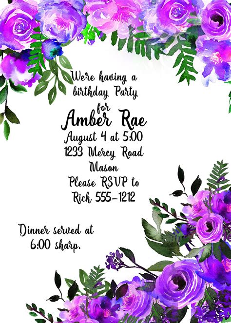Purple Wedding Invitations Printable 2021 Prestastyle