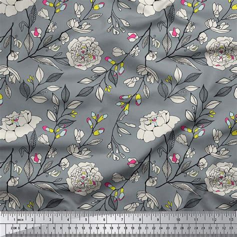 Craft Dressmaking Fabric Cotton Cambric Fabric Floral Print Etsy