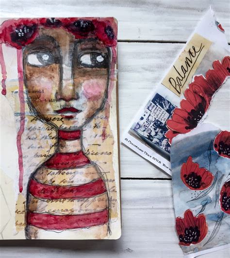 An Art Journal With Watercolors And Ink On Paper Featuring A Womans Face