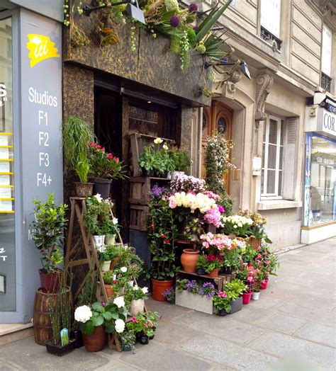 Lovely Parisian Sidewalk Flower Shop Storefront Doors Store Fronts