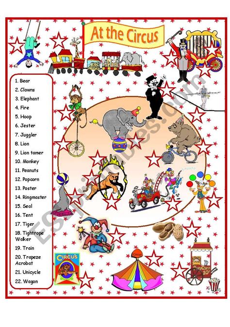 At The Circus Esl Worksheet By Anna P