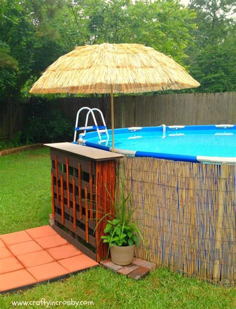 The estimated cost to build an above ground pool with decks is about $2400 for materials to build the deck which included with the pier blocks, joist hangers, and screws, pressure treated lumber. 10 Ideas for Designing an Above Ground Pool - The ART in LIFE