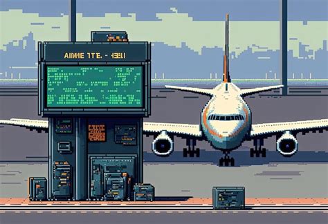 Premium Ai Image Pixel Art Airport With Airplane Background In Retro