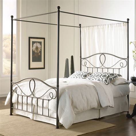 Canopy beds can be used in any interior design style. Queen size Complete Metal Canopy Bed with Scroll-work and ...