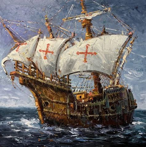 Christopher Columbuss Ship Painting By Mostafa Keyhani Saatchi Art