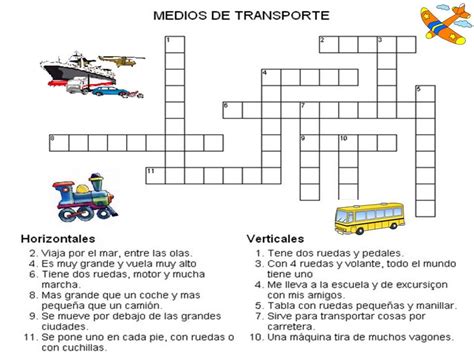 Para los niños, los juegos de inglés deben basarse en metodologías educativas que fomentan el aprendizaje natural u orgánico. MEDIOS DE TRANSPORTE : CRUCIGRAMA